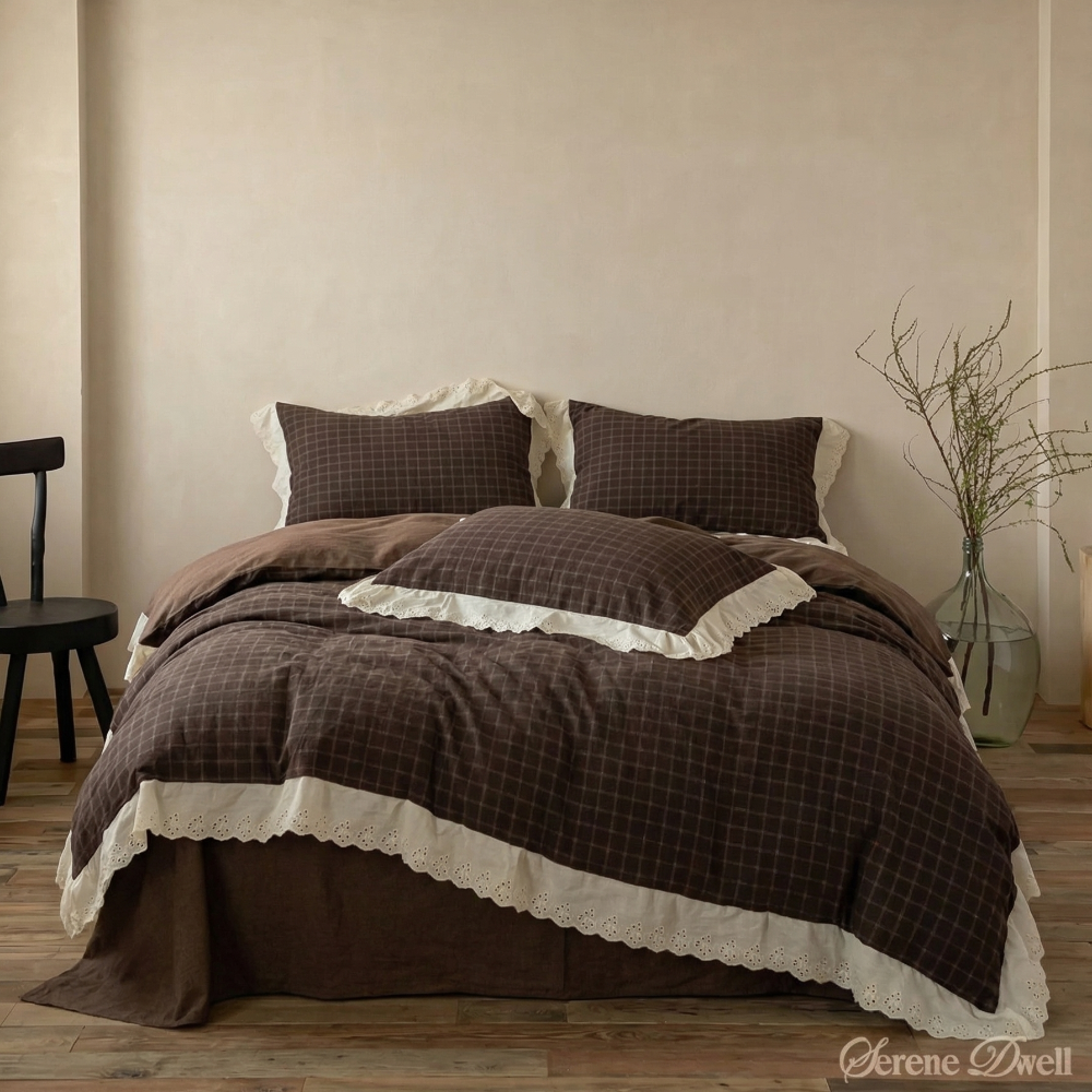 Felicity Gingham Lace Ruffle Bedding Set