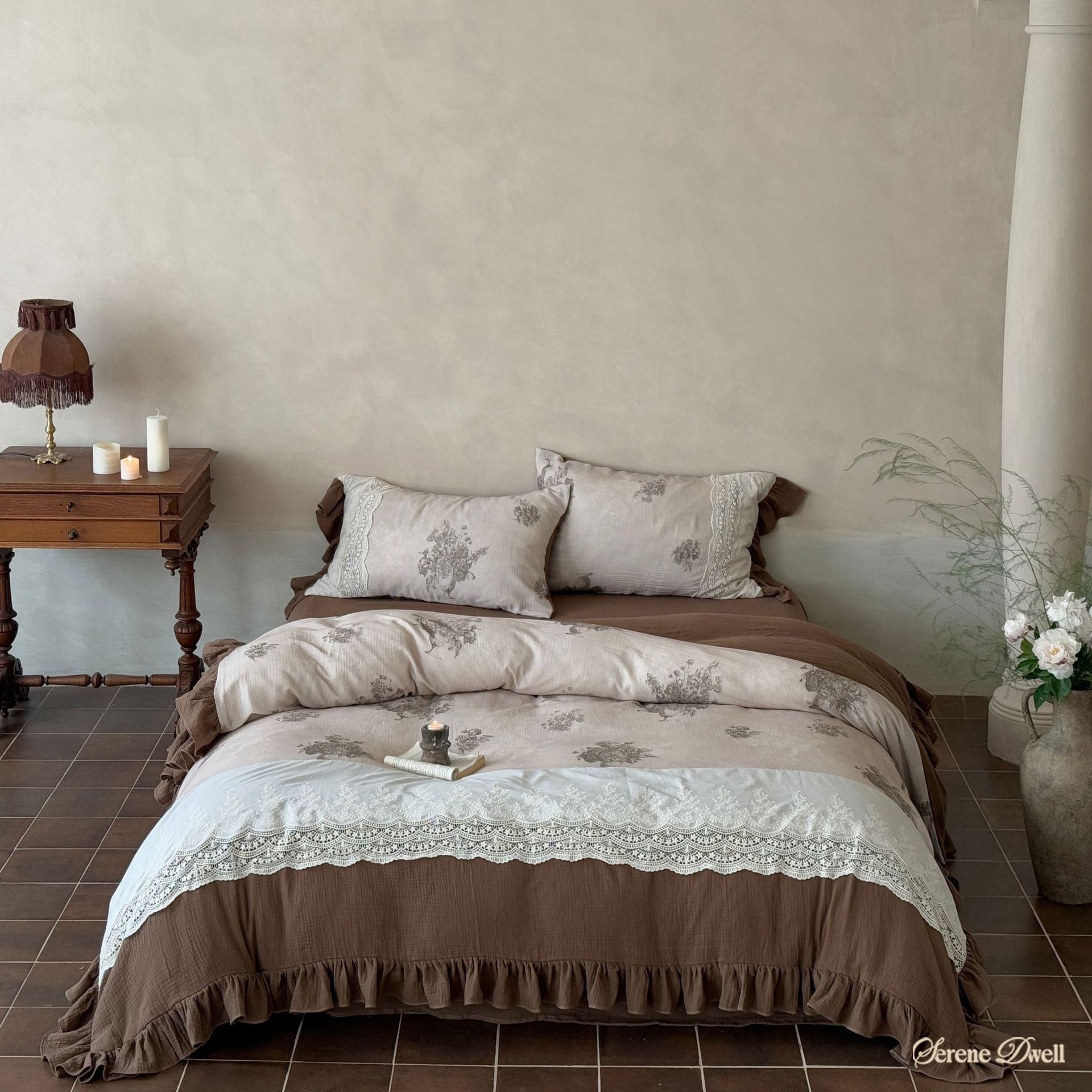 Cassia Embroidered Lace Bedding Set