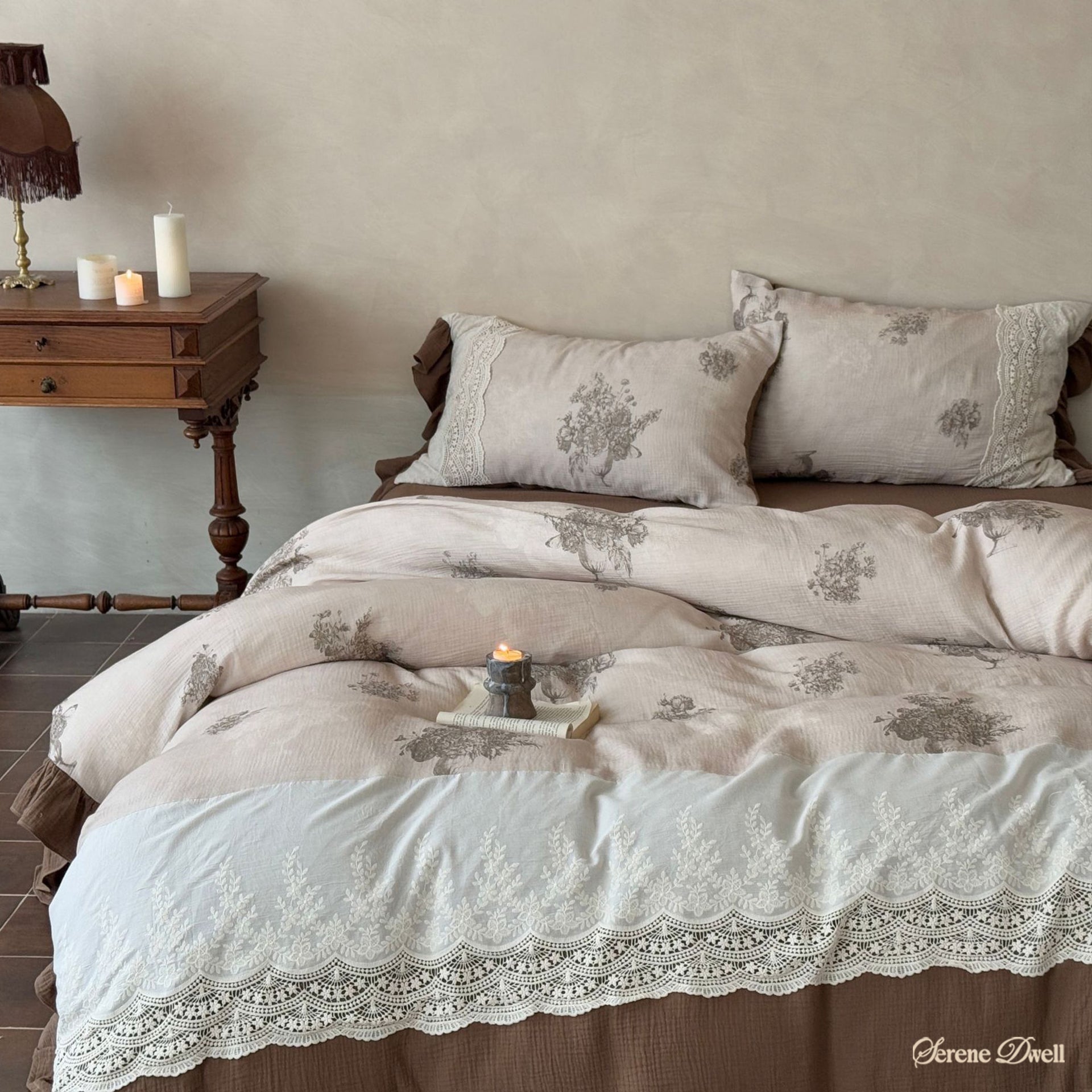Cassia Embroidered Lace Bedding Set