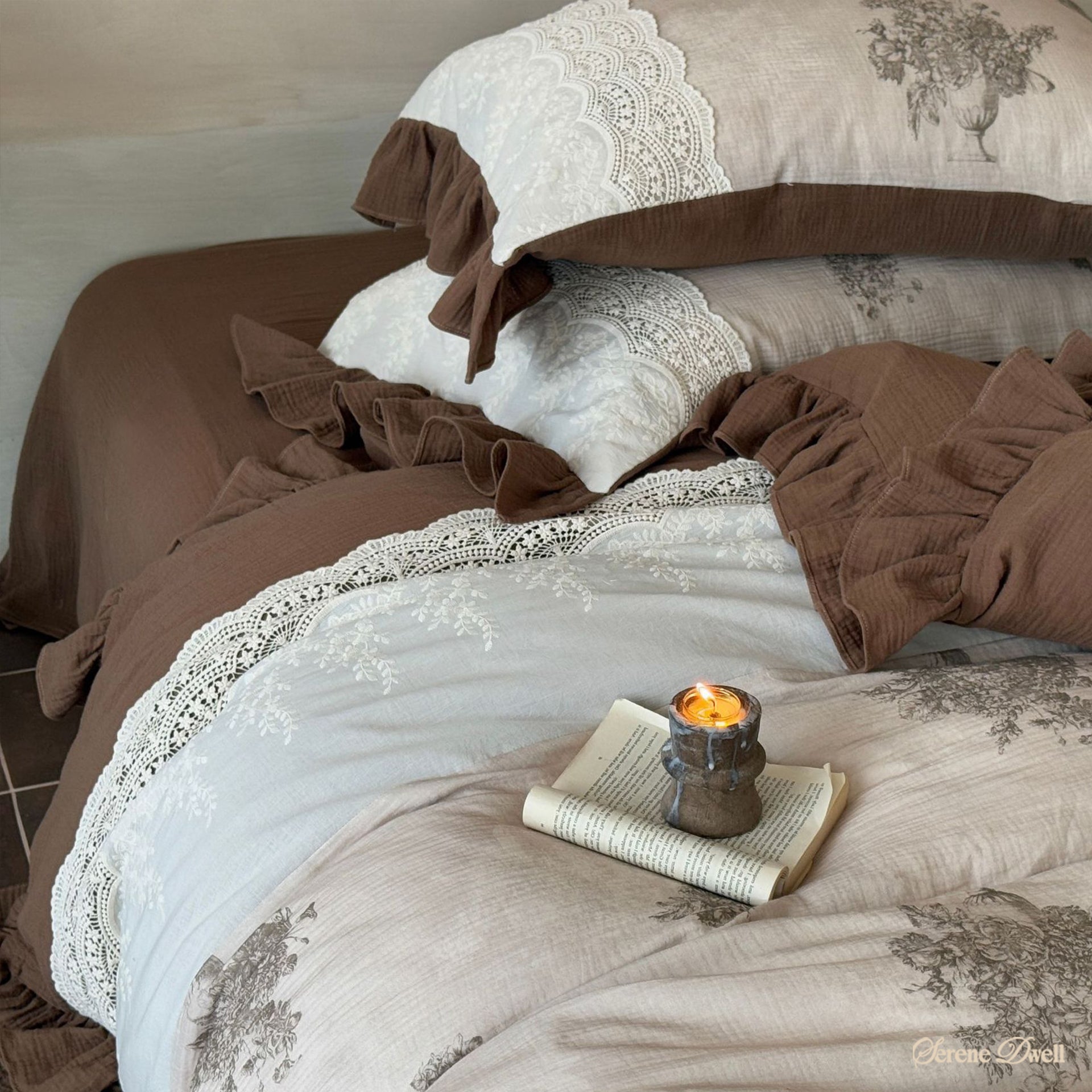 Cassia Embroidered Lace Bedding Set
