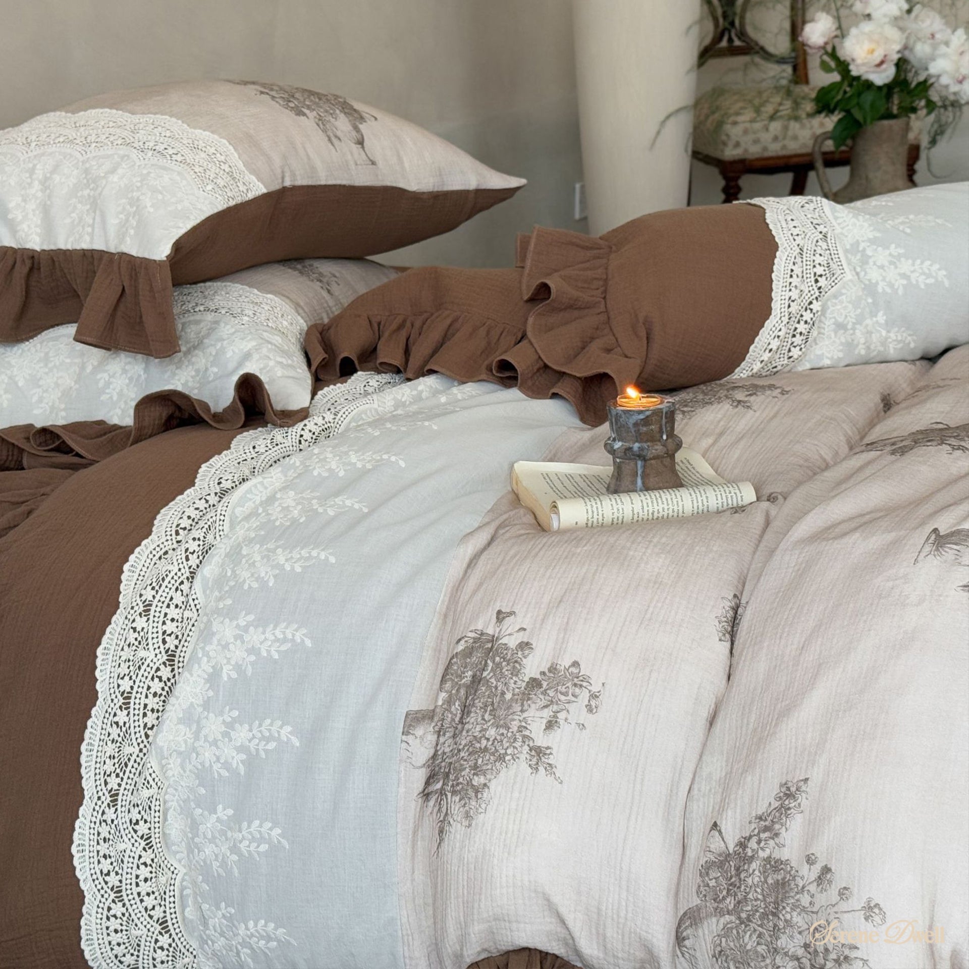 Cassia Embroidered Lace Bedding Set