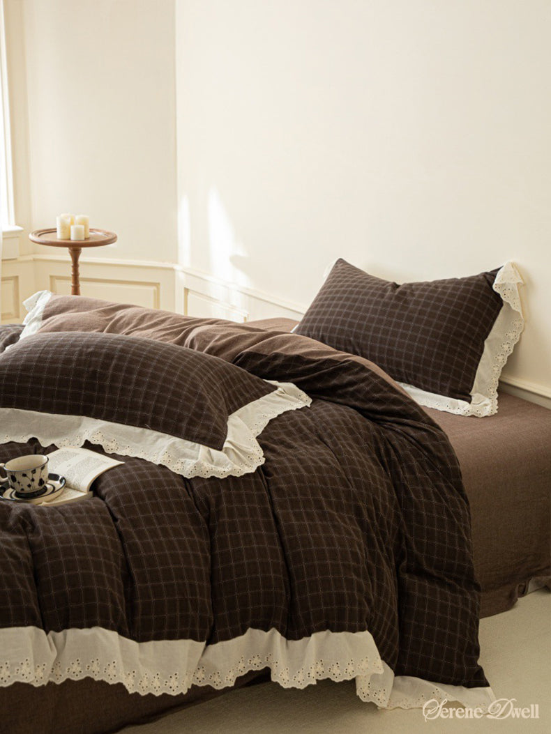 Felicity Gingham Lace Ruffle Bedding Set