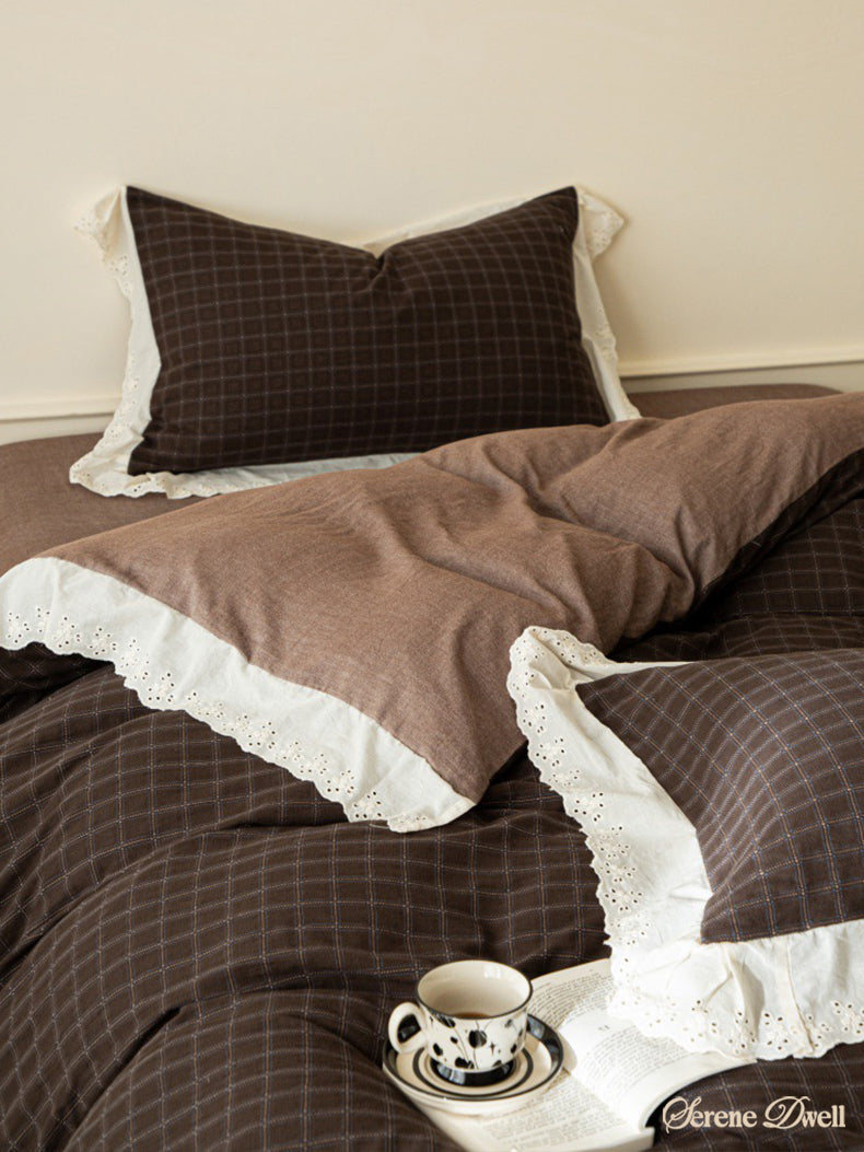 Felicity Gingham Lace Ruffle Bedding Set
