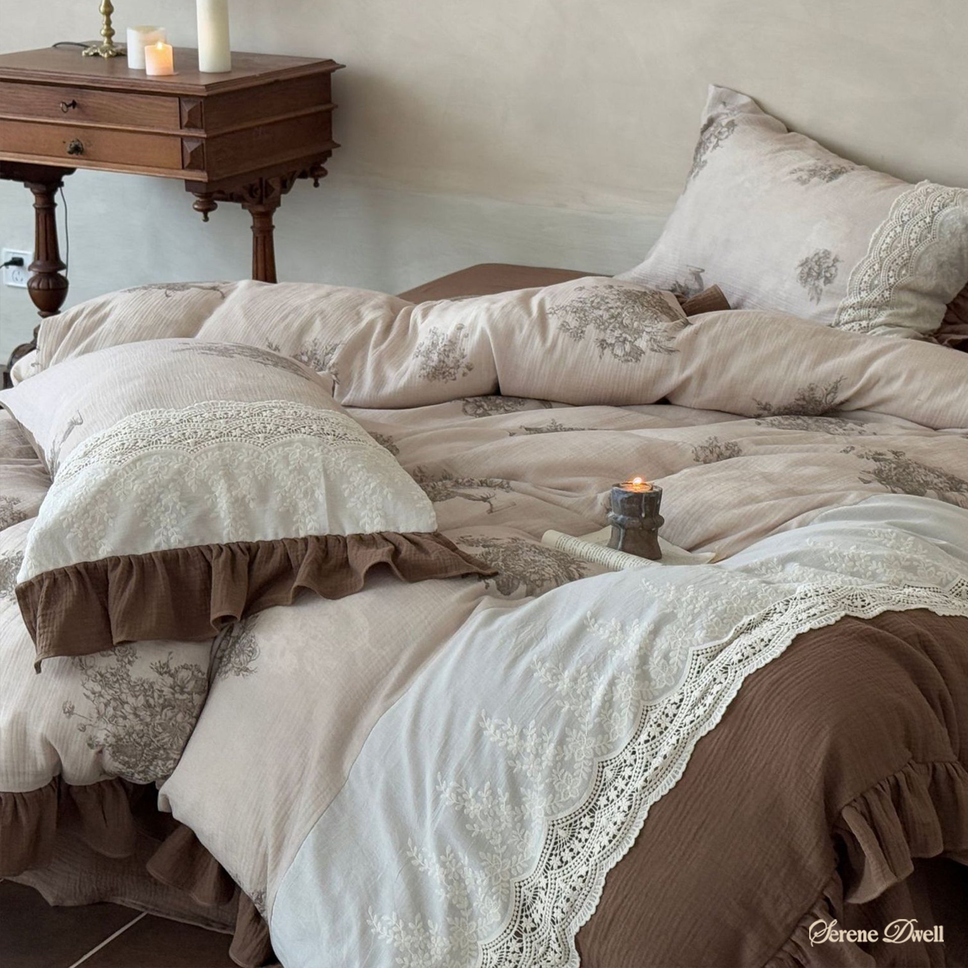 Cassia Embroidered Lace Bedding Set