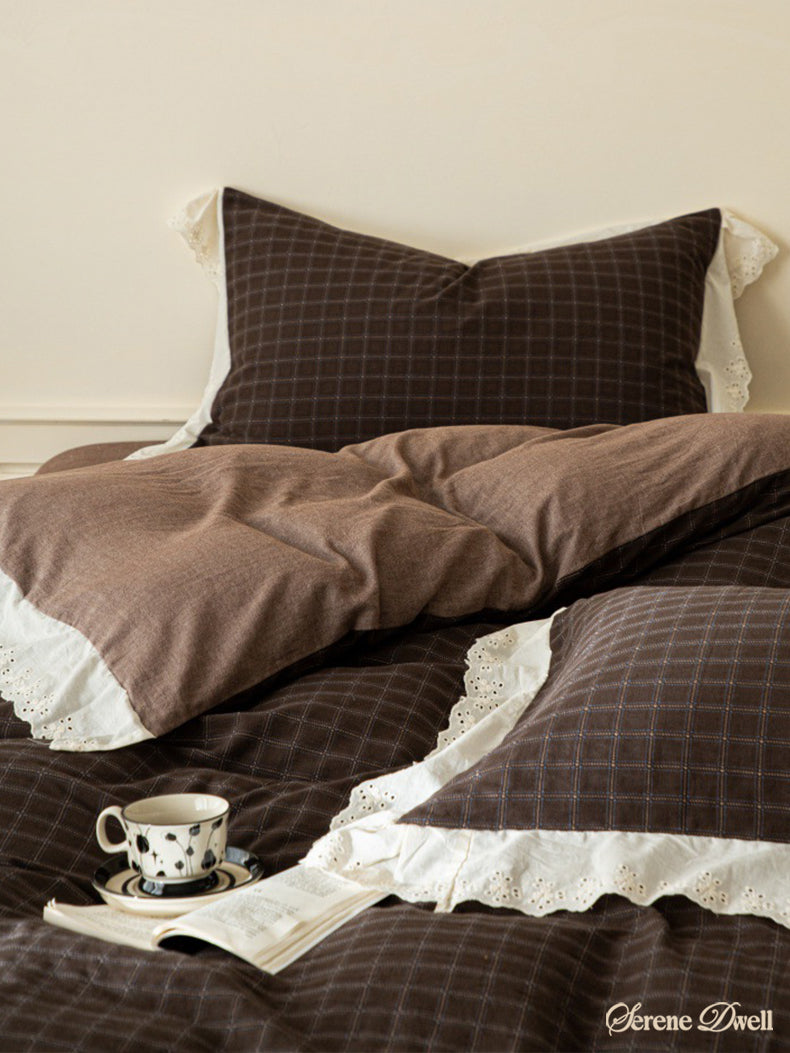 Felicity Gingham Lace Ruffle Bedding Set