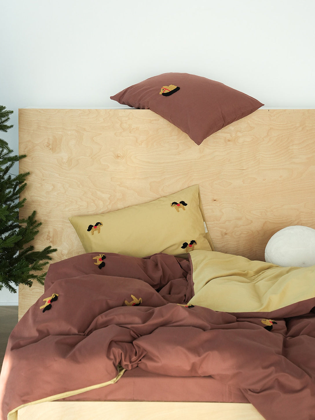 Embroidered Horse Brushed Bedding Set