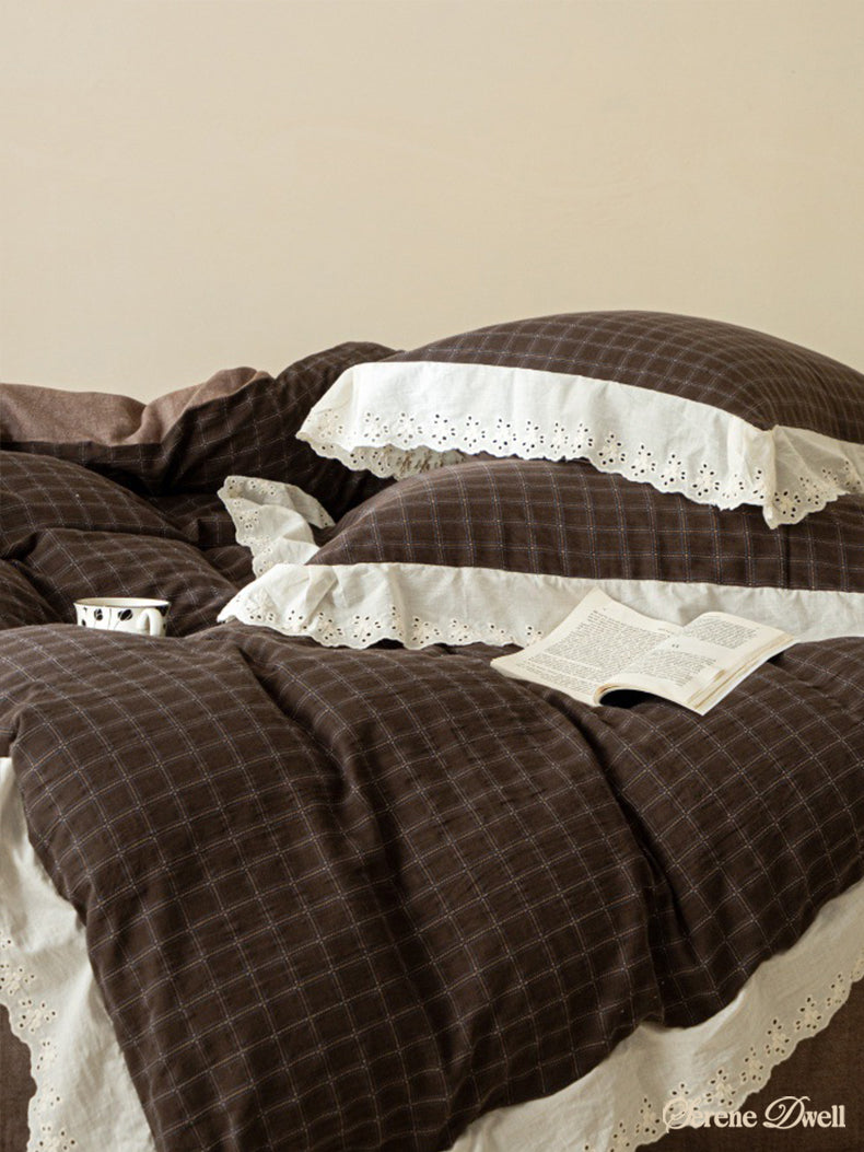 Felicity Gingham Lace Ruffle Bedding Set