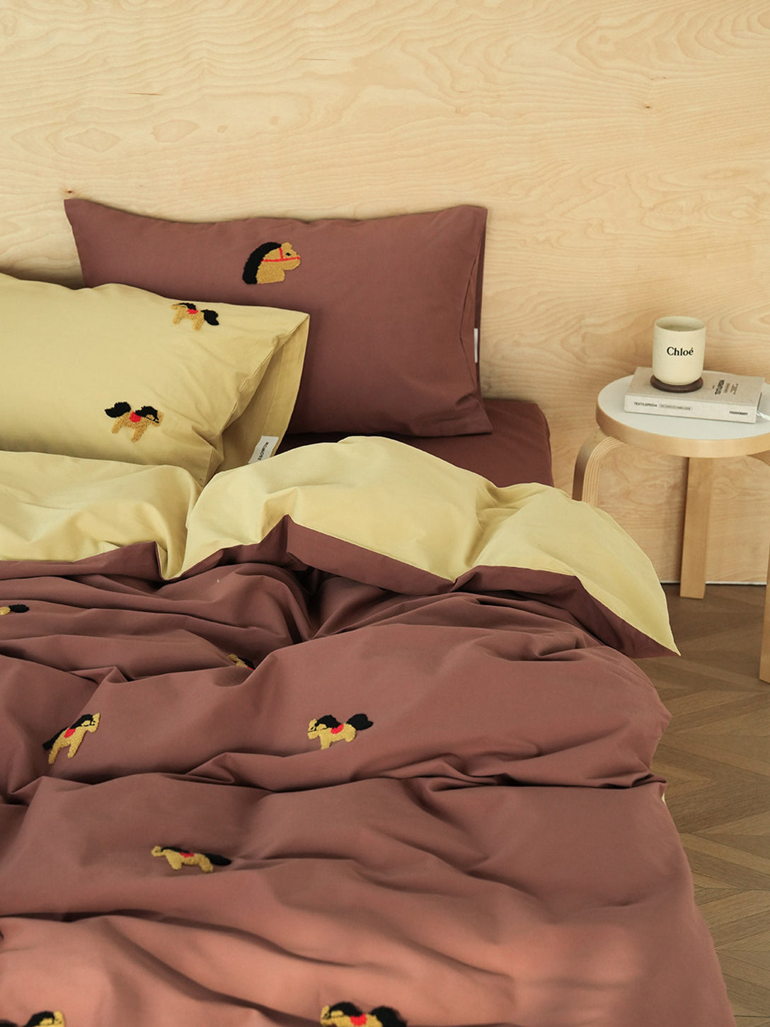 Embroidered Horse Brushed Bedding Set
