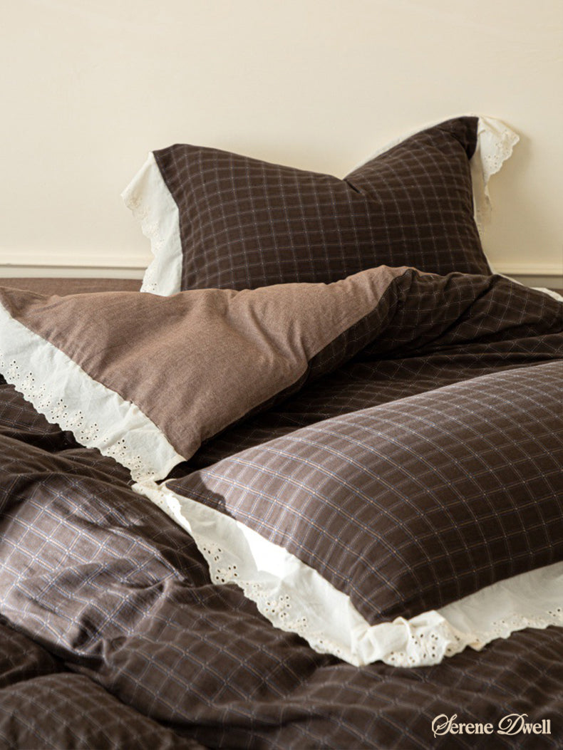 Felicity Gingham Lace Ruffle Bedding Set