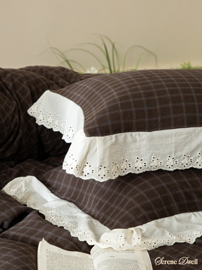 Felicity Gingham Lace Ruffle Bedding Set