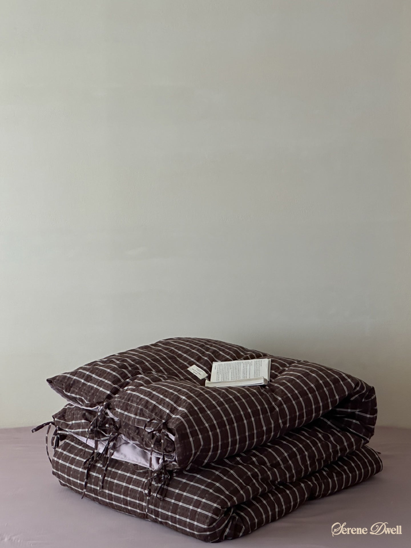 Mirabelle Jacquard Gingham Bedding Set / Purple Brown