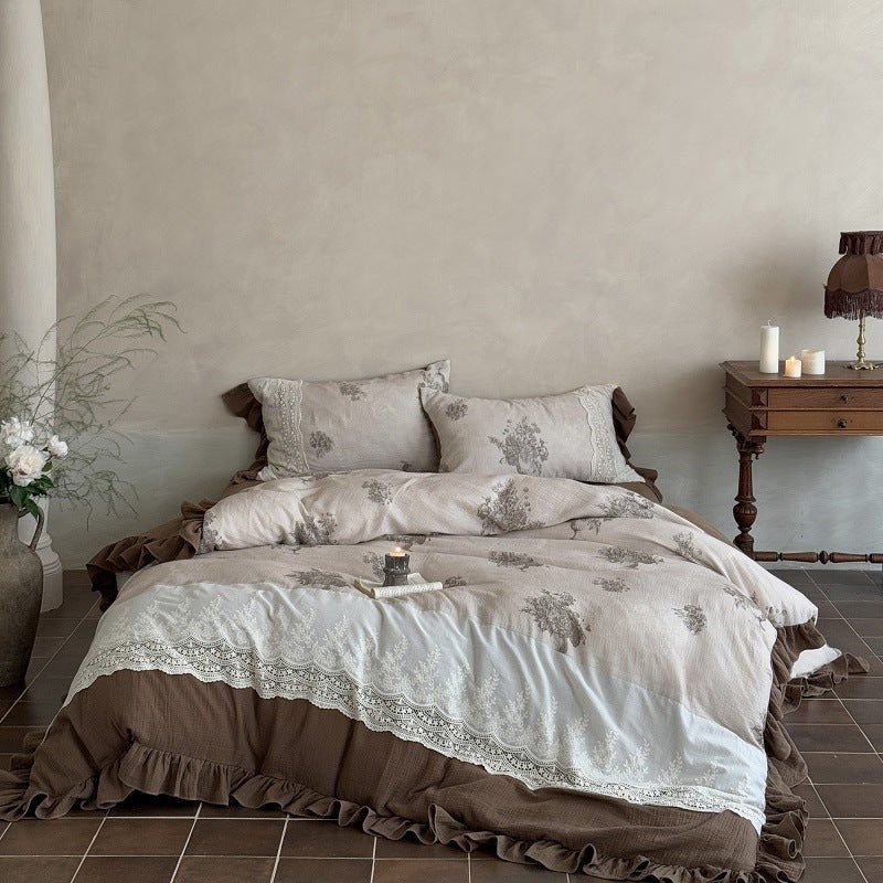 Cassia Embroidered Lace Bedding Set