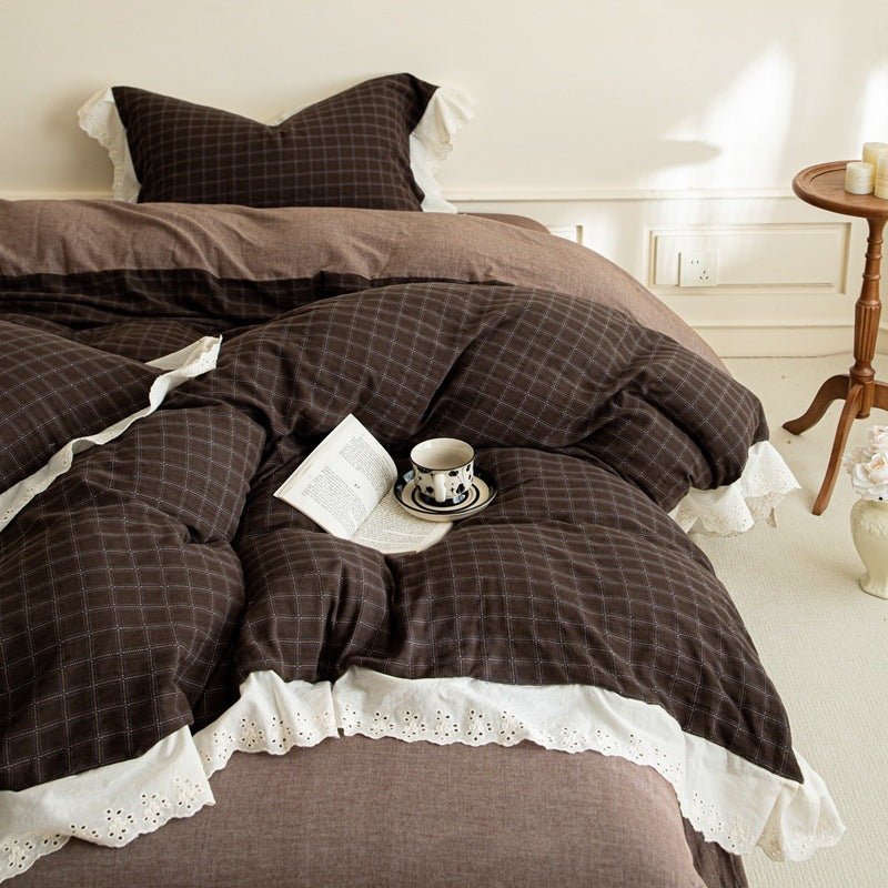 Felicity Gingham Lace Ruffle Bedding Set
