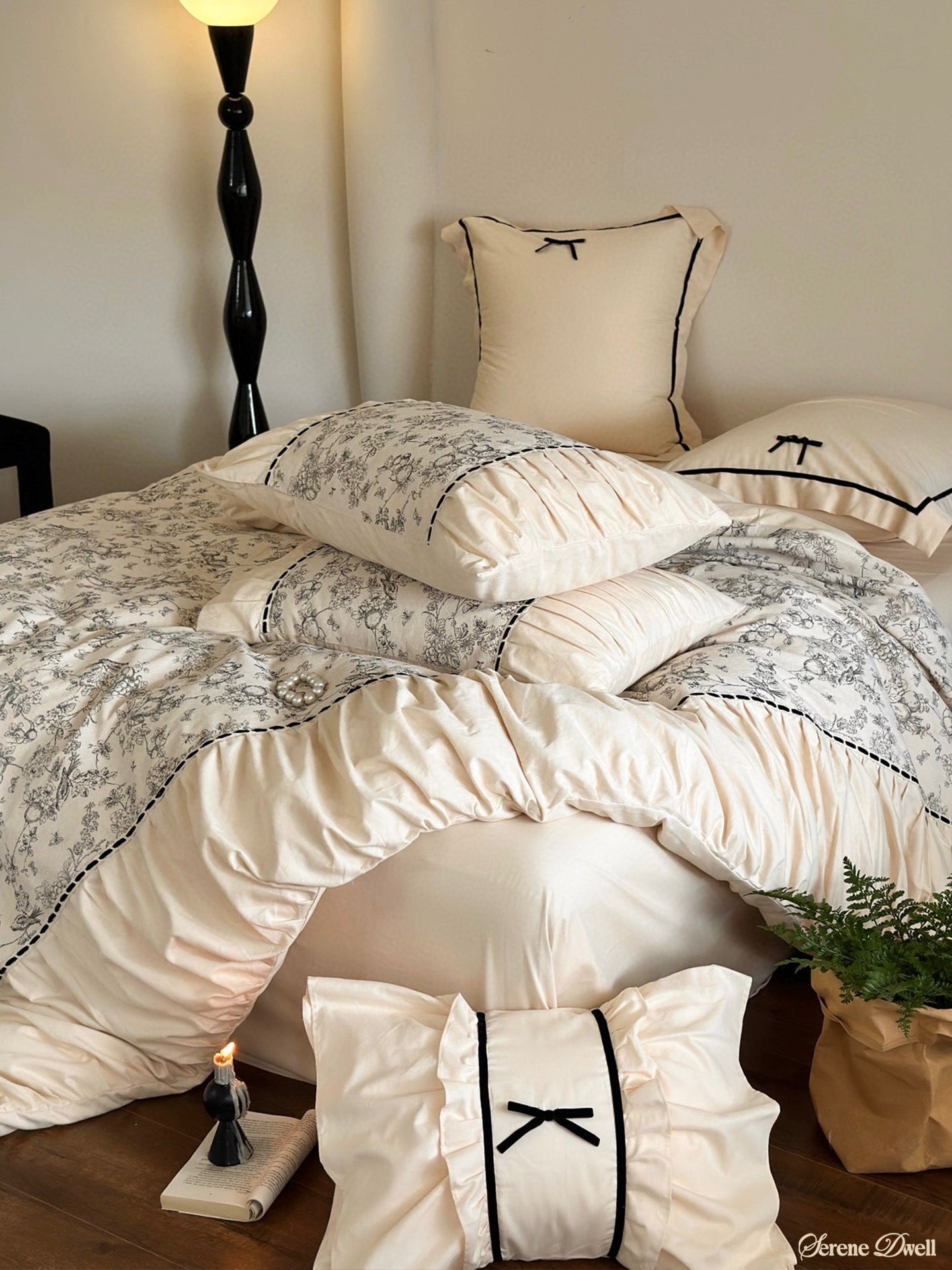 French Black Lace Bedding Set