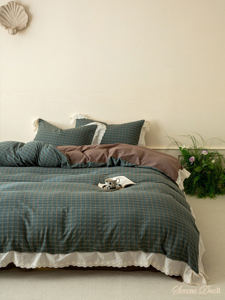 Felicity Gingham Lace Ruffle Bedding Set