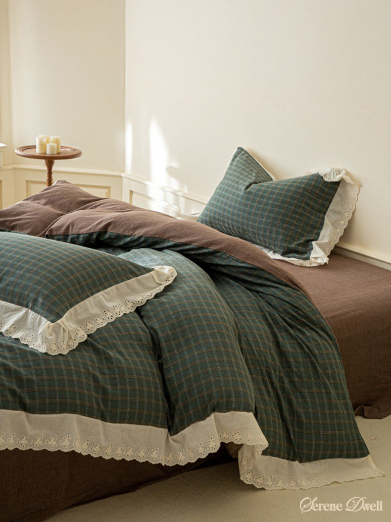 Felicity Gingham Lace Ruffle Bedding Set
