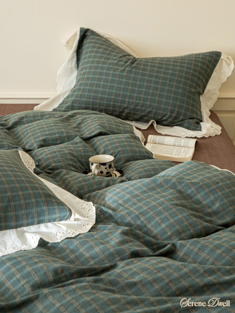 Felicity Gingham Lace Ruffle Bedding Set