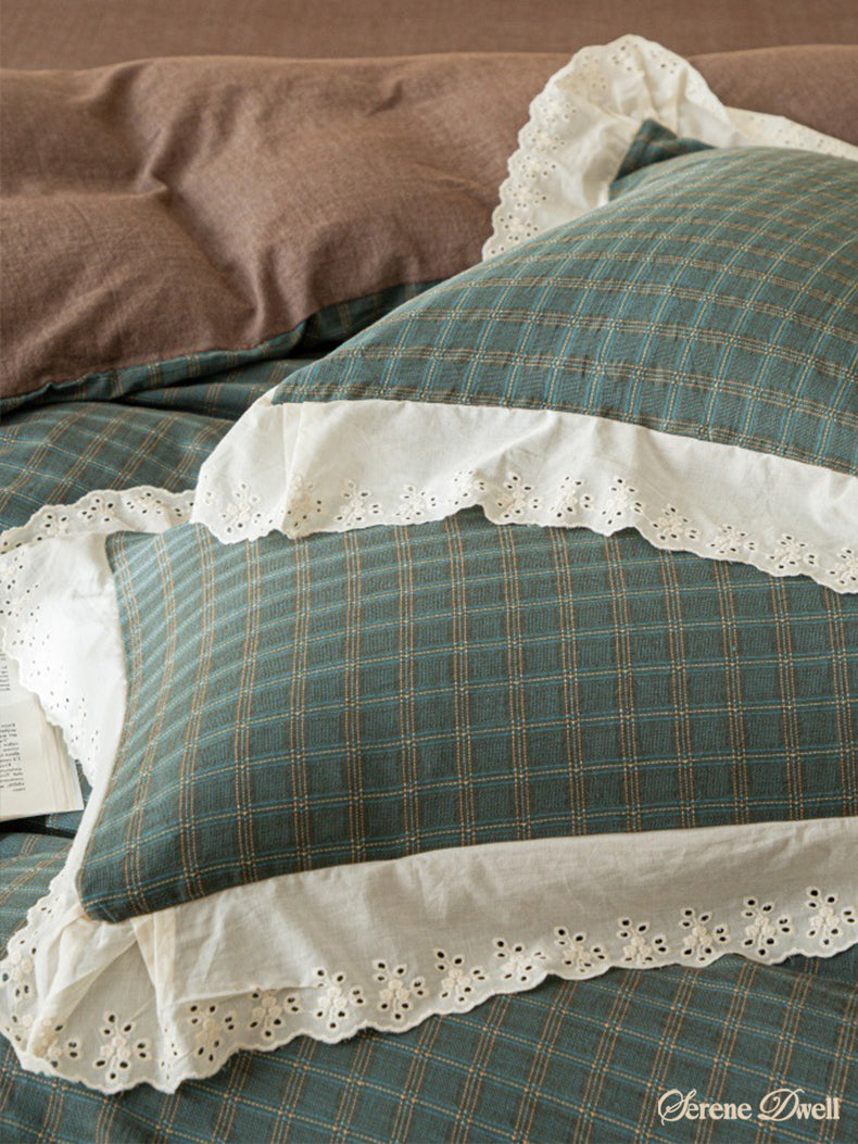 Felicity Gingham Lace Ruffle Bedding Set