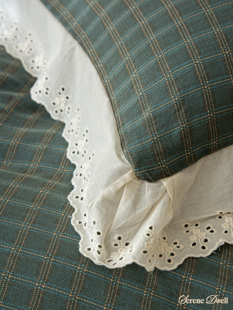 Felicity Gingham Lace Ruffle Bedding Set