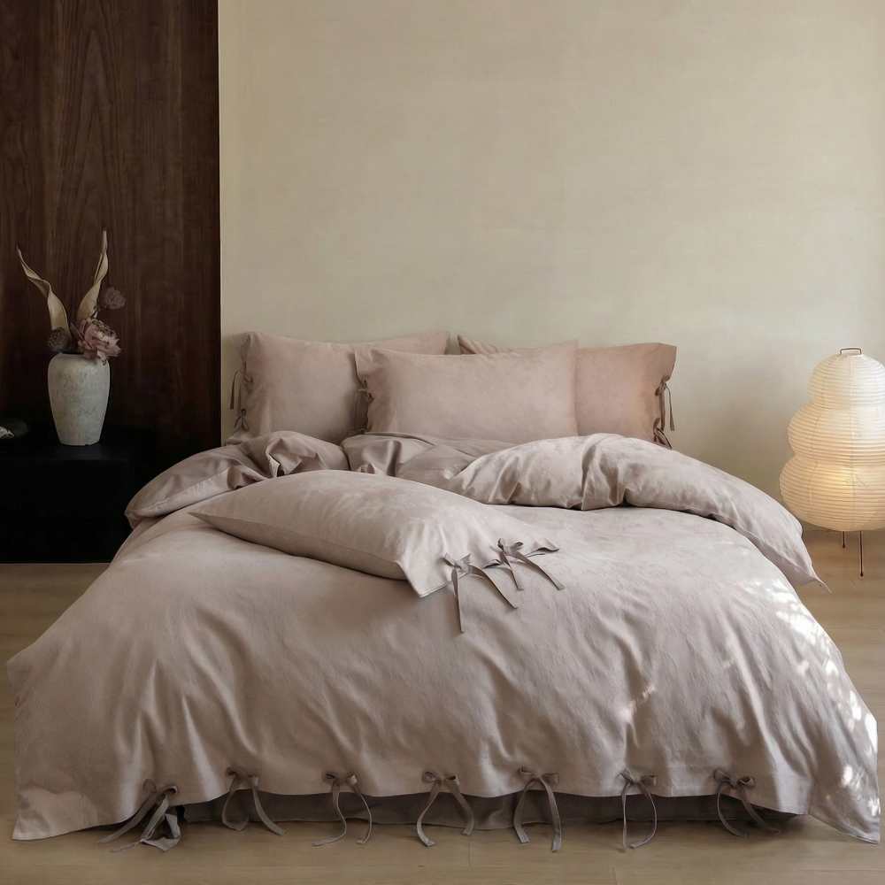 Liora Ribbon Bow Tied Floral Bedding Set
