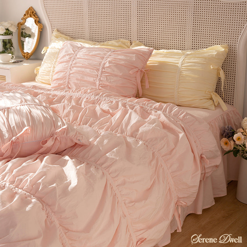 Coquette Ruffle Bedding Set with Ties