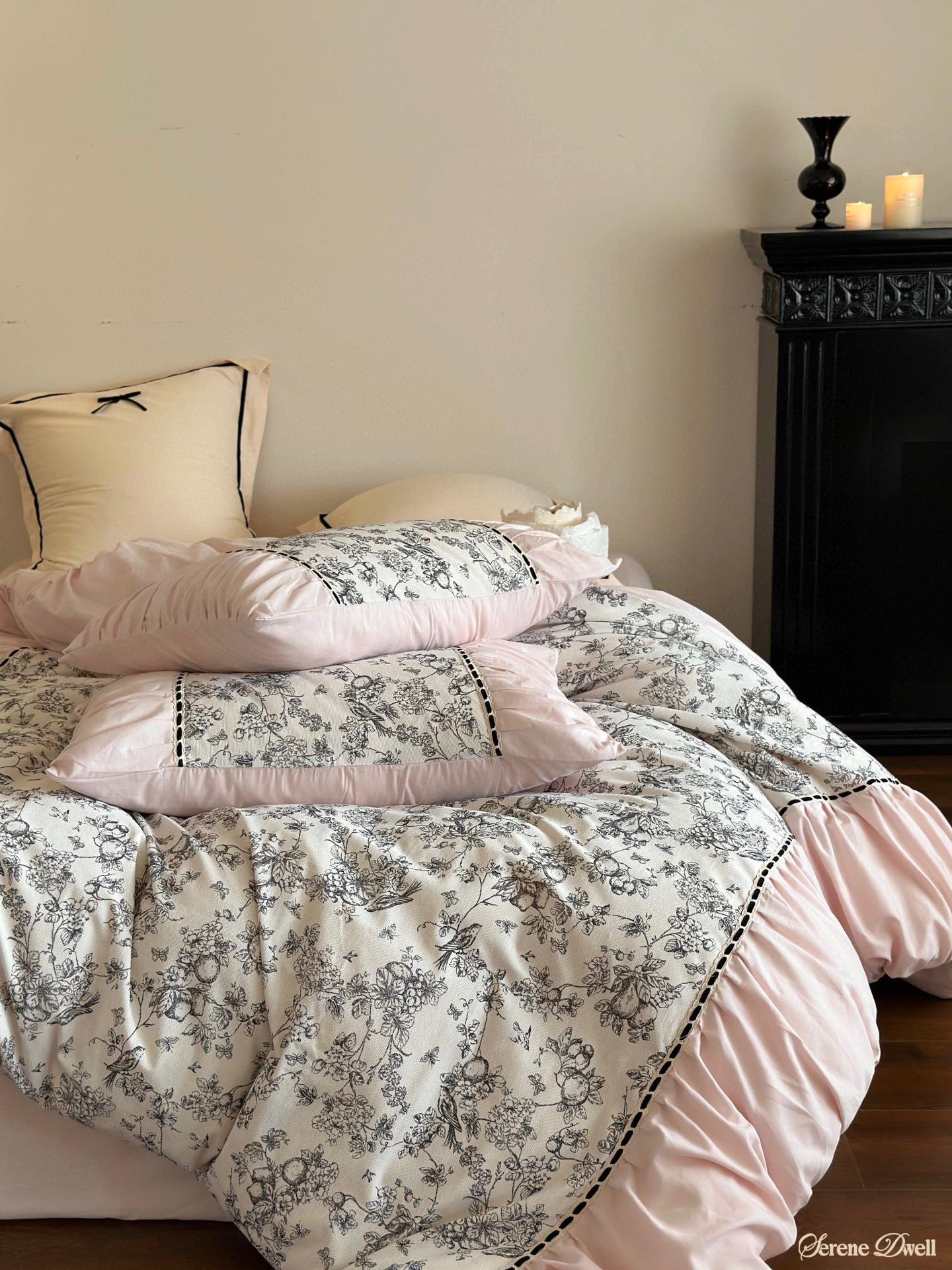 French Black Lace Bedding Set