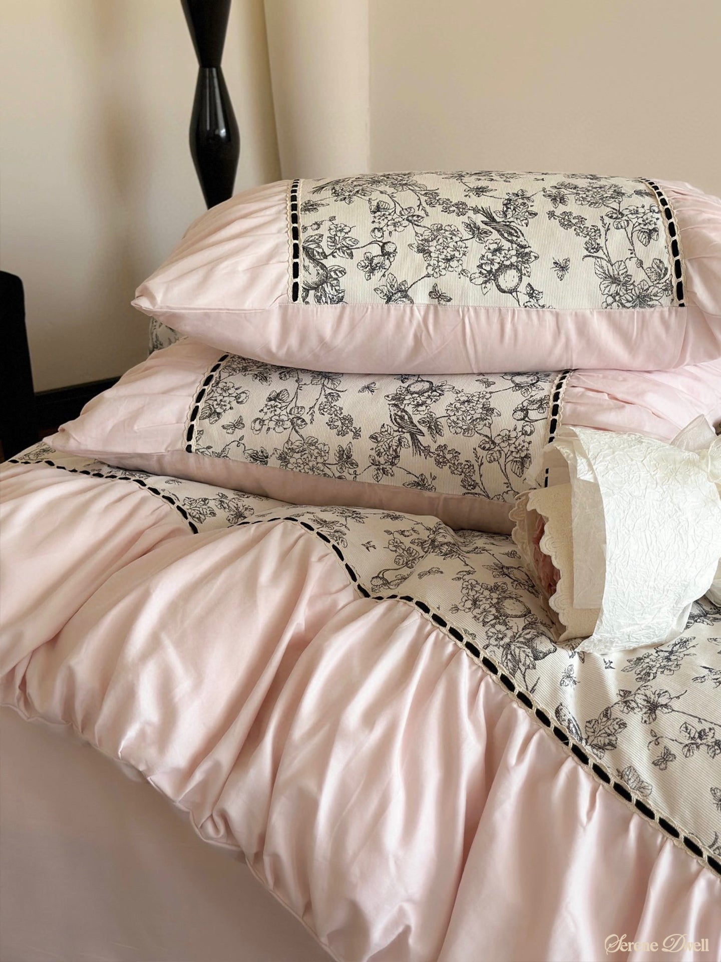 French Black Lace Bedding Set