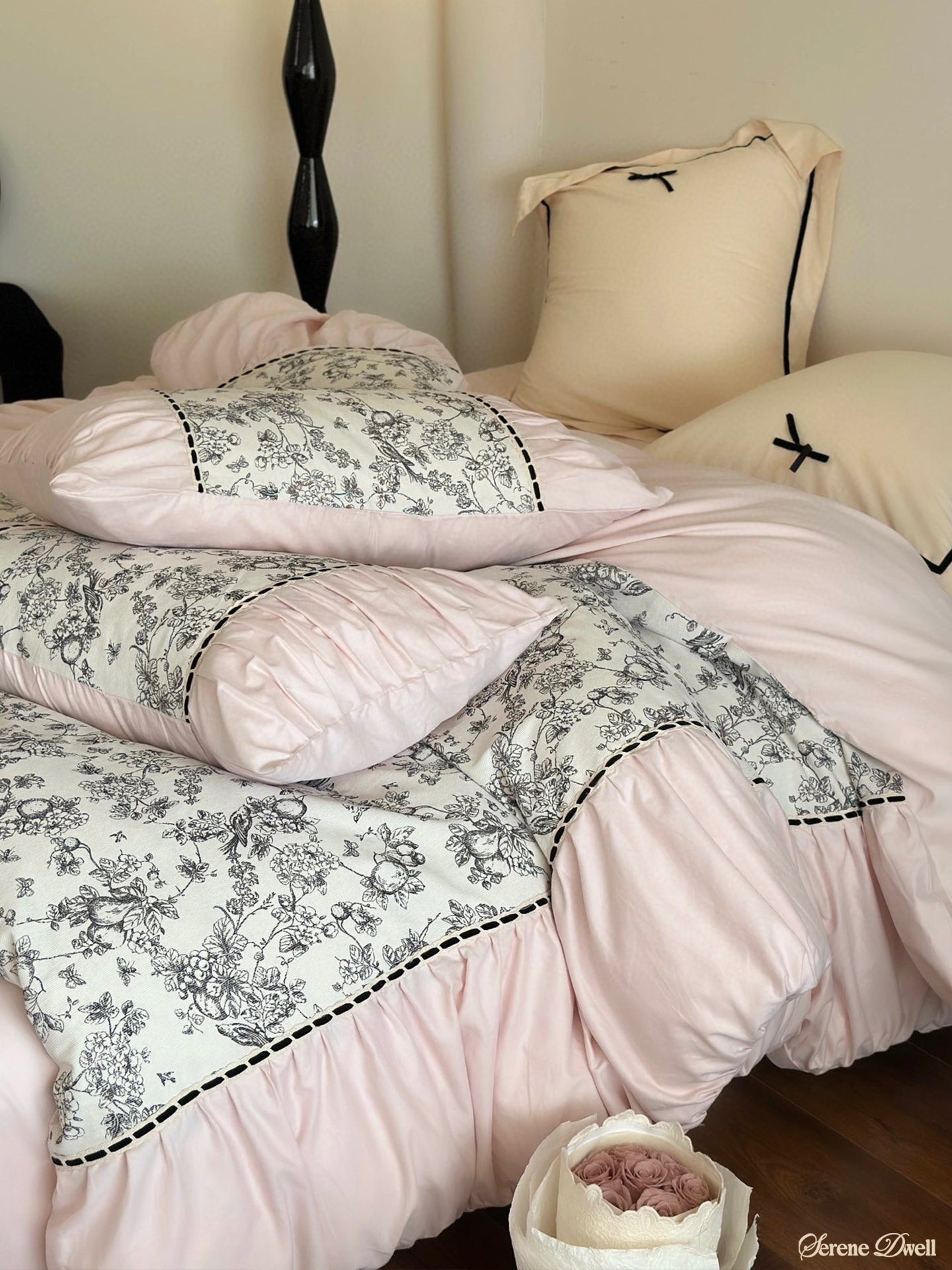 French Black Lace Bedding Set