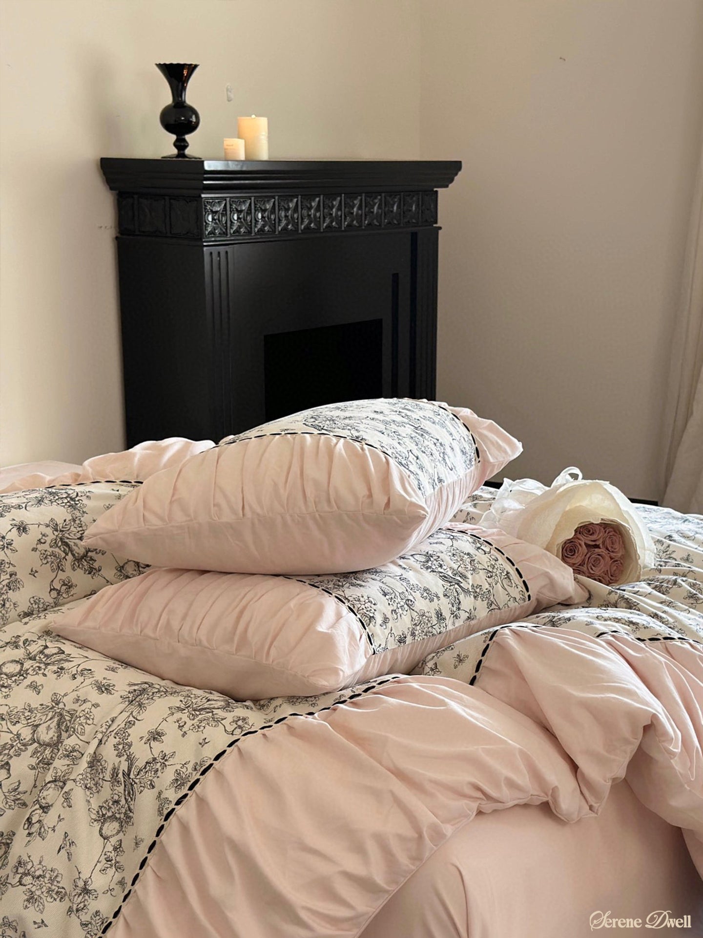 French Black Lace Bedding Set