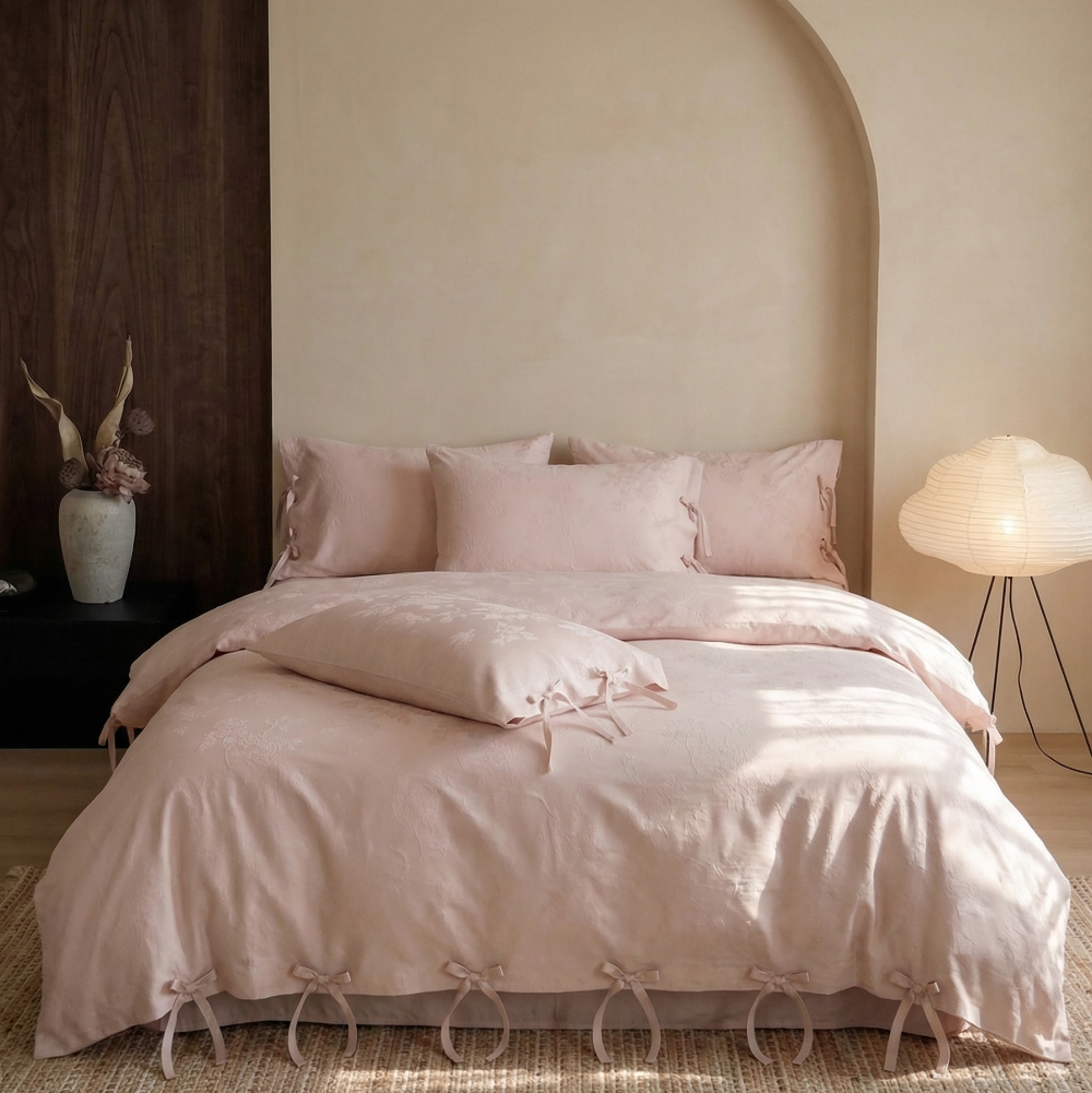Liora Ribbon Bow Tied Floral Bedding Set