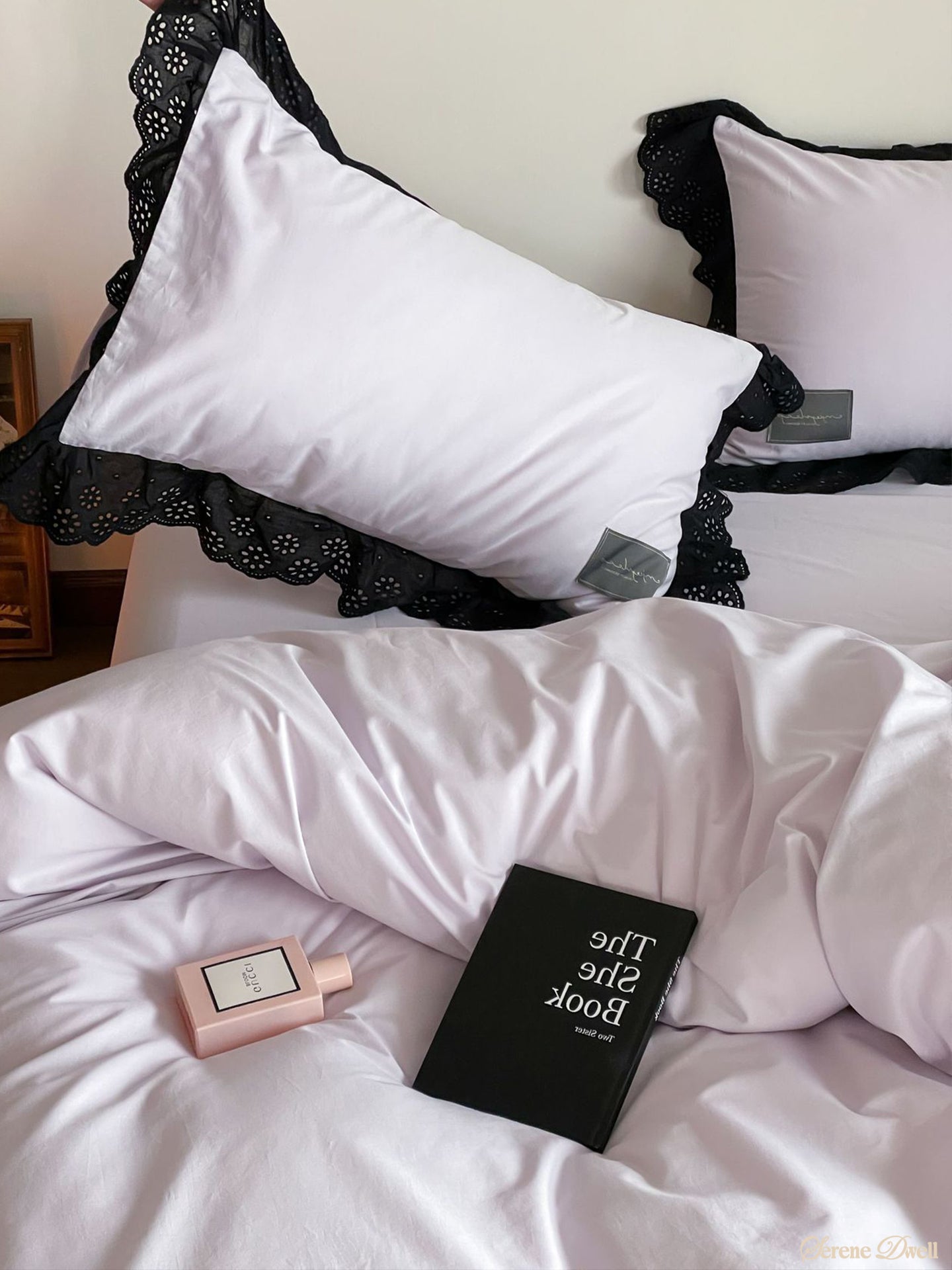 Strawberry Black Lace Ruffle Bedding Set
