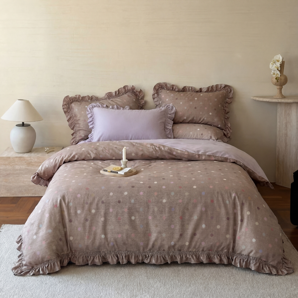 Aria Polka Dot Ruffle Bedding Set