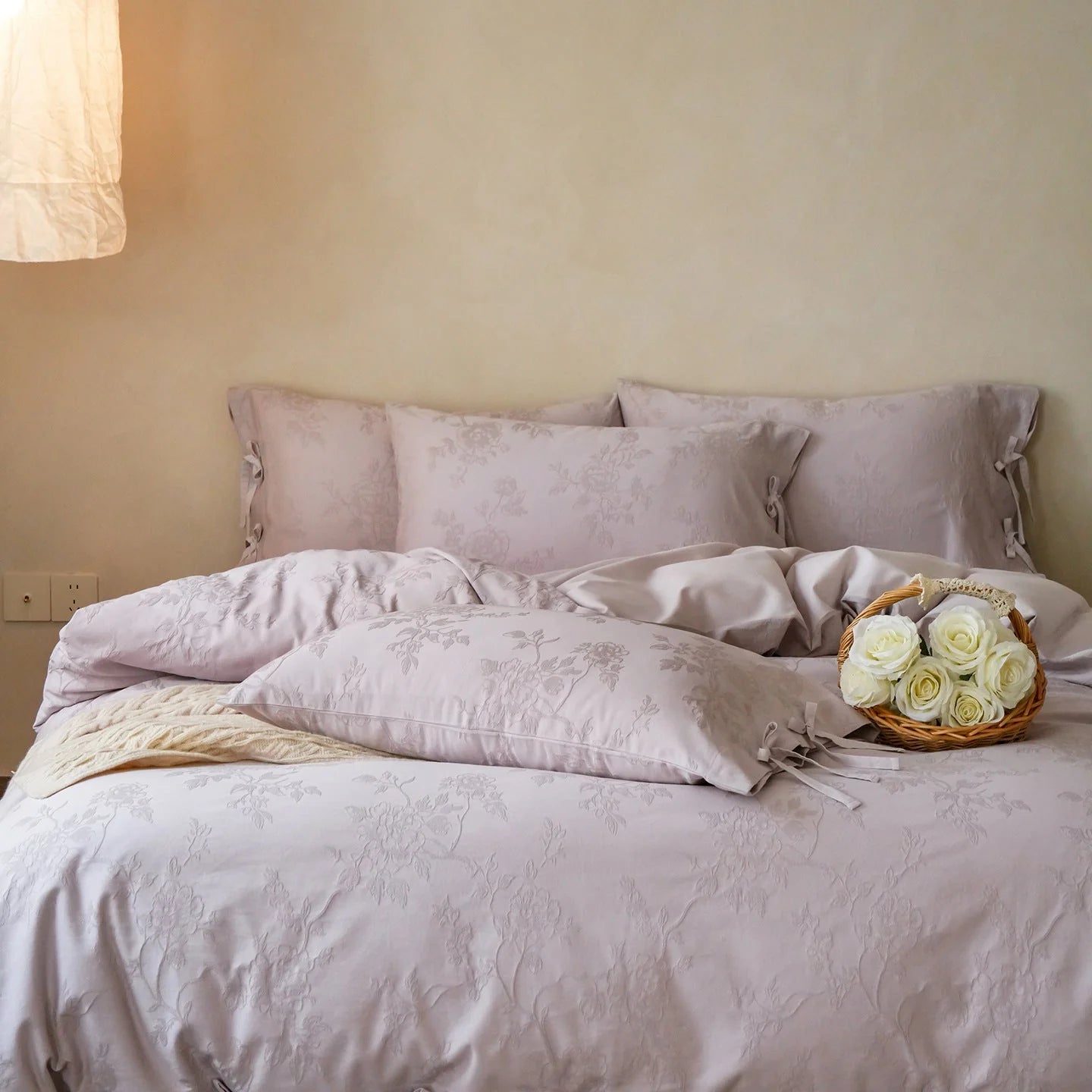 Liora Ribbon Bow Tied Floral Bedding Set