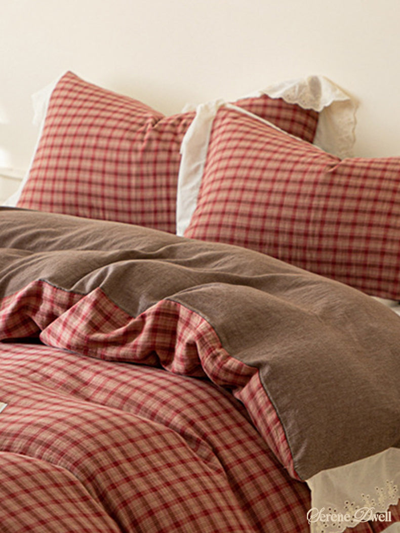 Felicity Gingham Lace Ruffle Bedding Set