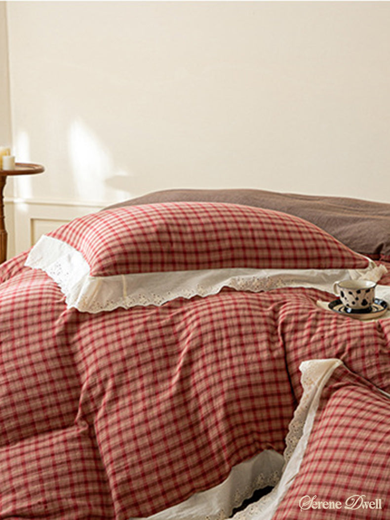 Felicity Gingham Lace Ruffle Bedding Set