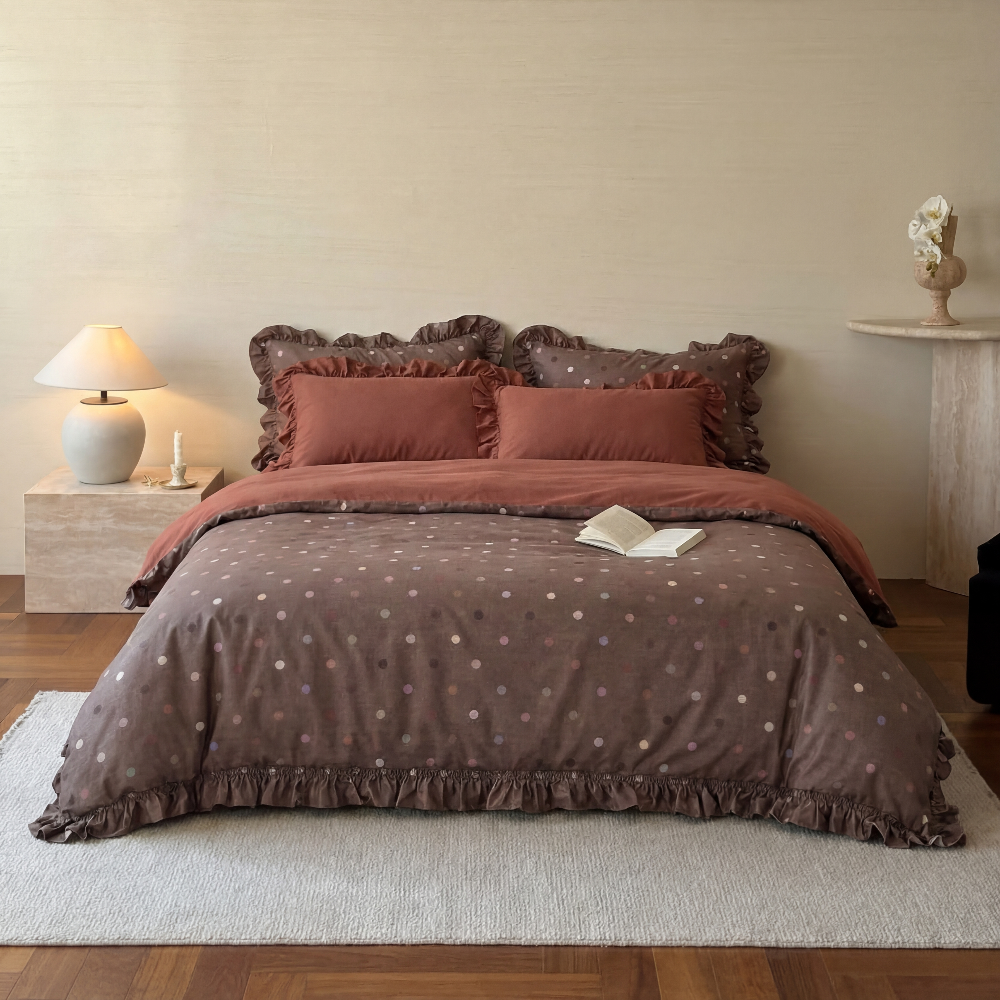 Aria Polka Dot Ruffle Bedding Set