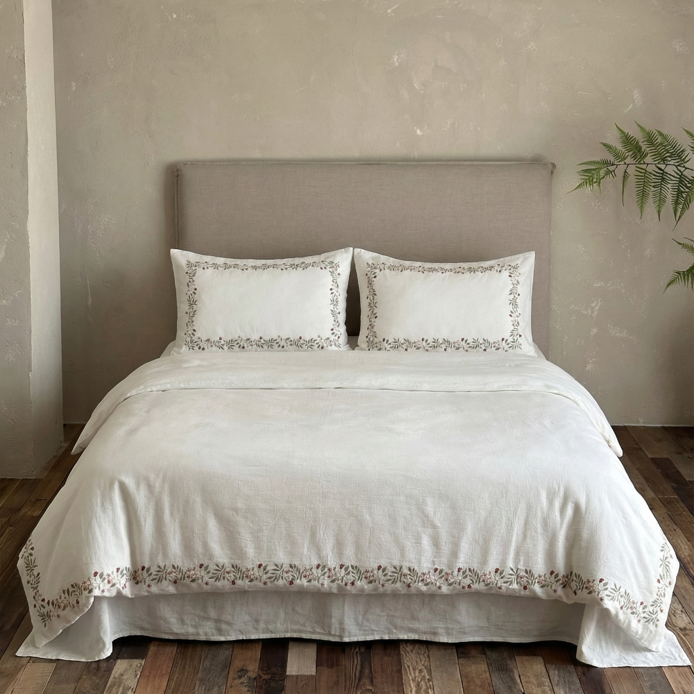 Amara Floral Embroidered Bedding Set