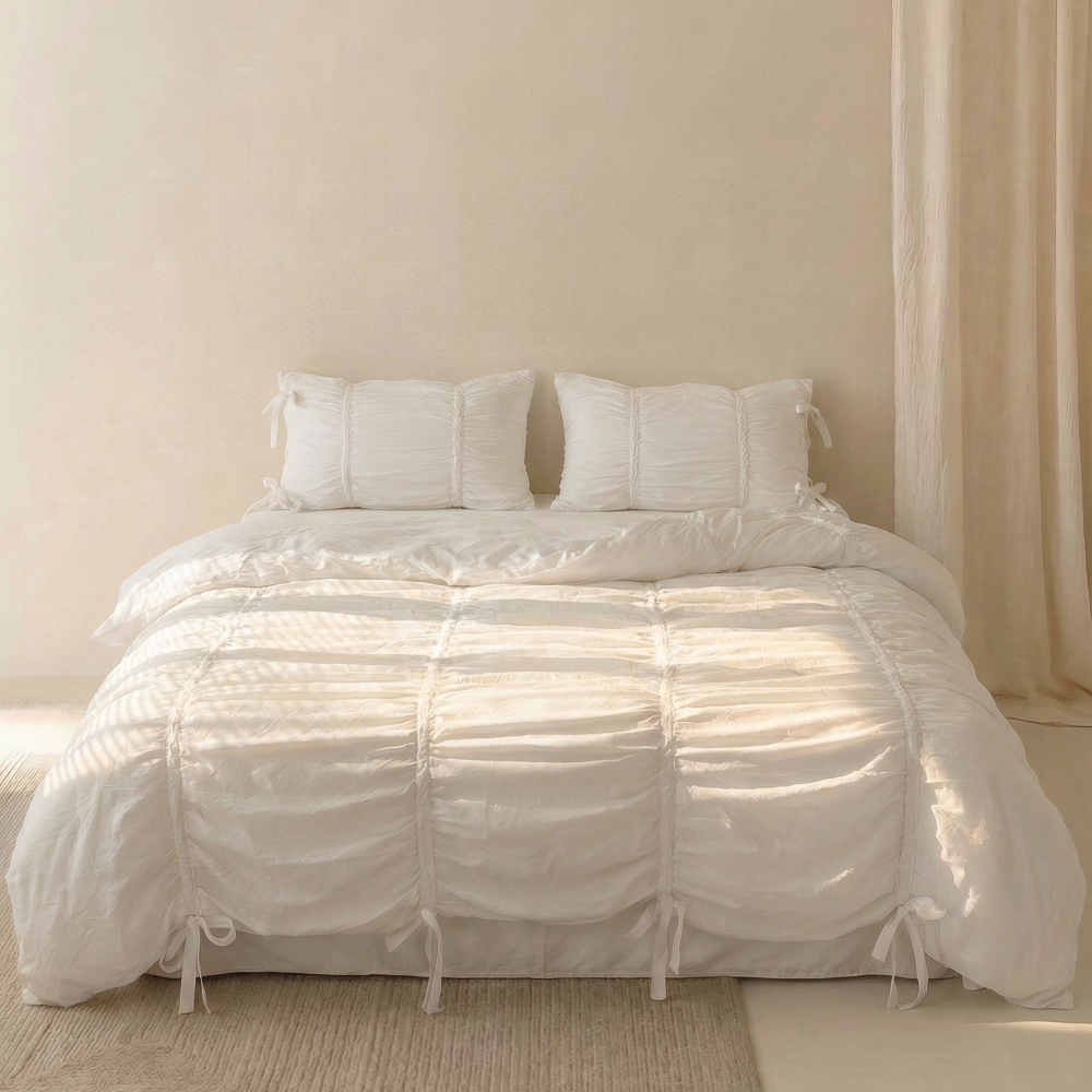 Coquette Ruffle Bedding Set with Ties