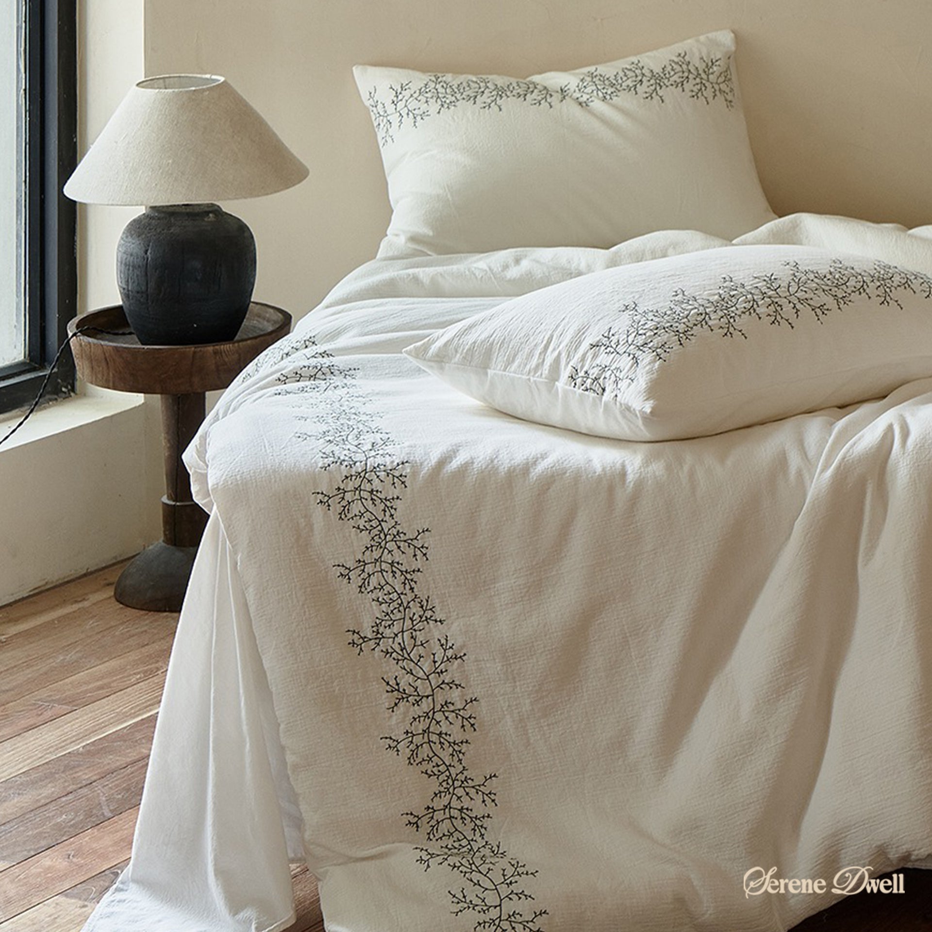 Amara Floral Embroidered Bedding Set