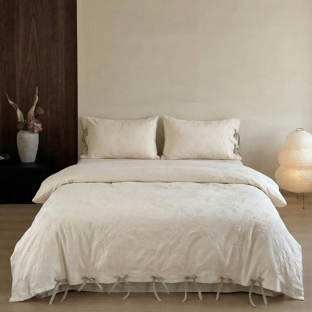 Liora Ribbon Bow Tied Floral Bedding Set