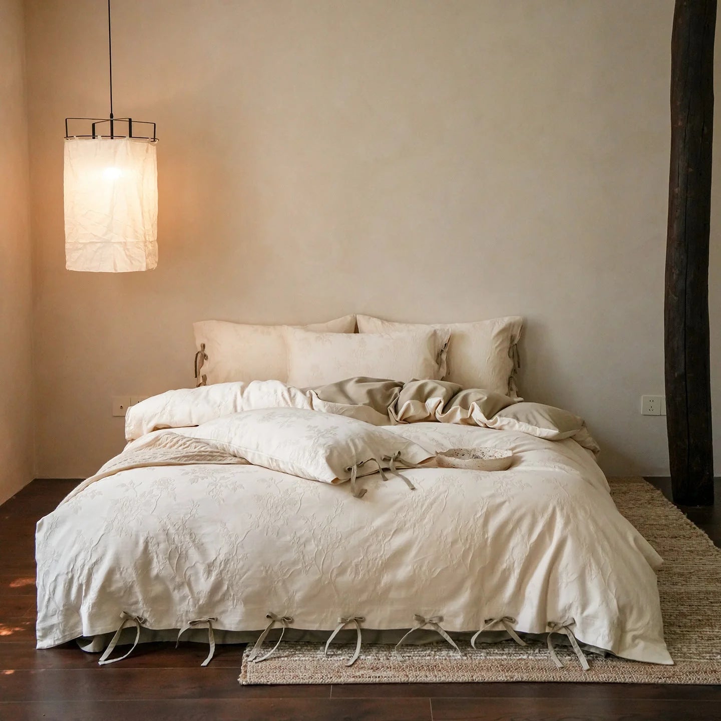 Liora Ribbon Bow Tied Floral Bedding Set