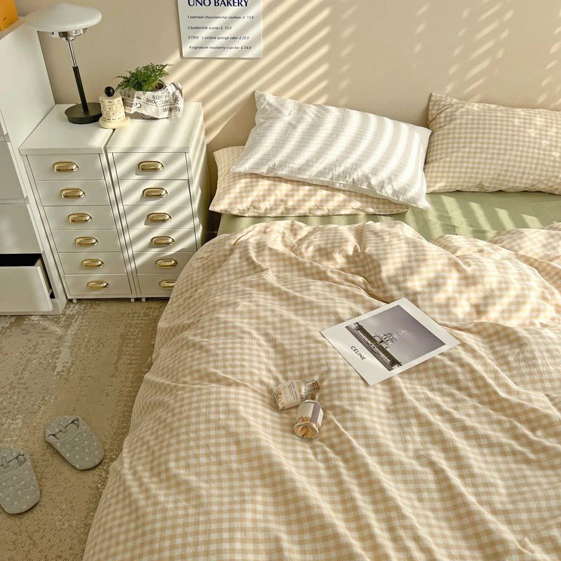 Mixed Gingham Bedding Set